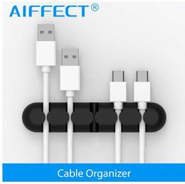 AIFFECT Cable Management Winder With Sticky Silicone Desktop Wire Organiser Desktop Clips Cord Management Headphone Cord Holder