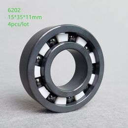 4pcs 6202 Si3N4 full Ceramic bearing 15x35x11 mm silicon nitride ceramic deep groove ball bearings 15*35*11