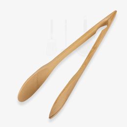 Large Bamboo Food Toaster Tongs Bamboo Salad Cake Snack Clip Grip Bread BBQ Tongs Kitchen Tools Clamp Cooking Utensils LX01736
