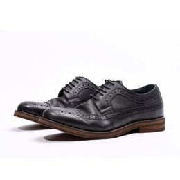 Genuine Leather Classical Formal Dress Brogue Carved Raise Toe Business Wedding Social Oxford Shoes For Men D b