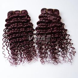Vmae Brazilian Hair Extensions 3pcs lot deep Wave virgin Wine Burgundy 99j# 100% human hair Weave