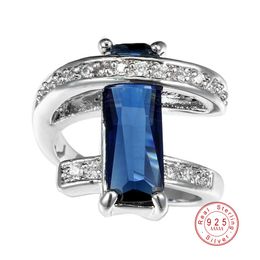 Classic Luxury Real Solid 925 Sterling Silver Ring 2 CT 5 Colour Zircon Crystal Wedding Jewellery Ring Engagement For Women Rings