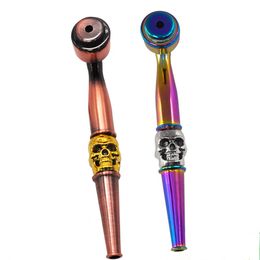 New Metal Pipes with Block Shot for Dry Tobacco Skull Smoke Pipe Oil Burner Pipe Portable Metal Smoking Pipes