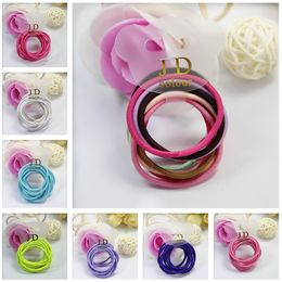 Girls JD Colour Scrunchies Hair Ring Multicolor Ponytail Holder Rubber Circle High Elastic Band Ropes Hair Accessories 10PCS Per Tag D3602