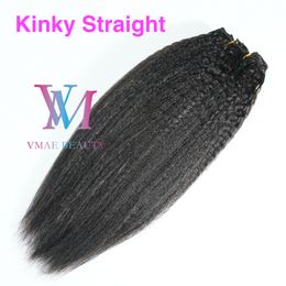 Peruvian Virgin 4A 4B 4C Afro Kinky Straight 3A 3B 3C Natural Colour Cuticle Aligned 200g Human Hair Clip In Extension