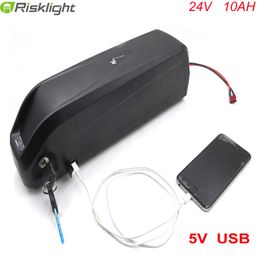 Customized hailong down tube battery case electric bike 24v 10AH lithium battery pack with 2A charger+5V USB +bms