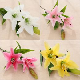 Artificial Lily Real Touch Lily Fresh Style Desk Ornaments Artificial Home Decorative Flowers DIY Wedding Flower Head