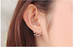 Crystal Leaf Earrings For Women Gift New Fashion Rhinestone Gold Silver Crystal Earrings Leaf Ear Hook Jewelry Stud Earrings