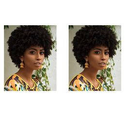 new arrival hairstyle soft Malaysian Hair afro African American short kinky curly Simulation Human Hair curly natural wig for women