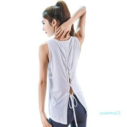 Wholesale-EF261 Loose Lace-ups Back Yoga Top Fitness Shirt Women Gym Sports Vest Women's Fitness Sportswear Vest Workout Tank Top