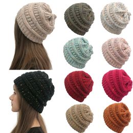 Knitted Beanie Hat Soft Stretch Cable Knit Winter Warm Skull Beanie Hat Soft Girls Caps YD0442