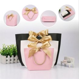 5 Colours Paper Gift Bag Boutique Clothes Packaging Shopping Bags for Birthday Present Wrap with Handle