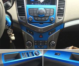 For Chevrolet Cruze 2009-2014 Interior Central Control Panel Door Handle 3D 5D Carbon Fiber Stickers Decals Car styling Accessorie273g