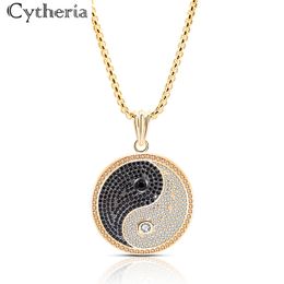 yinyang taiji men crystal rhinestone necklace pendant gold silver Colour fashion male Jewellery party gifts