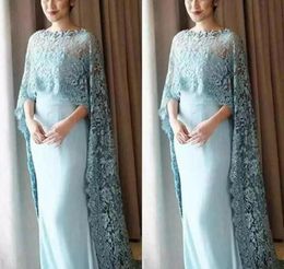 2019 Elegant Mother of the Bride Dresses Lace Kftan Cape Groom Formal Godmother Evening Wedding Party Guests Gown Plus Size Custom Made