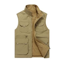 Fashion-Plus Size XXL Fleece Vests Men's Leisure Outerwear Thick Vest Baggy Loose Brushed Vests Men Coat Man Coats Male Tops Outer Wear