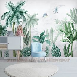 Custom 3D Wallpaper hand painted Tropical rain forest 3D plants Scenery Living Room Sofa Background