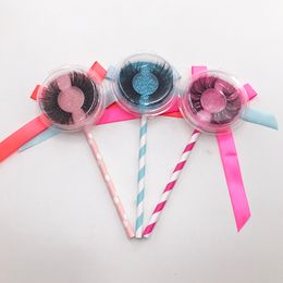25mm 3D mink eyelashes strip lashes with lollipop box custom private label soft lashes wholesale vendor