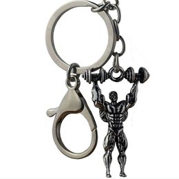 2019 Fashion muscle male dumbbell weightlifting exercise key chain creative man car key chain pendant