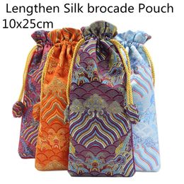 Lengthen Thicken Seawater Gift Bags Drawstring Comb Storage Pouch Vintage Chinese Silk Brocade Bag Jewellery Packaging Bags 10pcs/lot