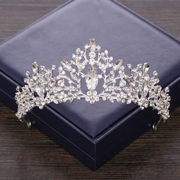 Baroque Silver Crystal Tiara Crown Rhinestone Wedding Hair Accessories Bridal Crown Diadem Hair Ornaments Prom Wedding Headpiece