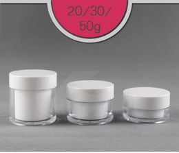 300PCS/LOT-20ml 30ml 50ml Cream Jar,White Cap Nail Art Canister,Empty Plastic Cosmetic Container,