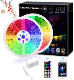 Stock In US + LED Strip Light RGB 5050 5m 10m 50m 100M Flexible Ribbon fita led light strip RGB 5M 10M Tape Diode DC 12V+ Remote