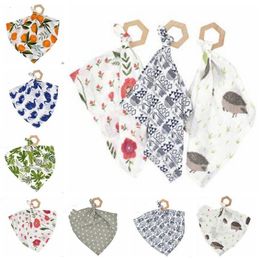 INS Baby Bibs Saliva Towel Newborn Burp Cloths Animals Flower Print Bandana Feeding Scarf Infant Chewable Jewelry Lovey Teether Toys A5043