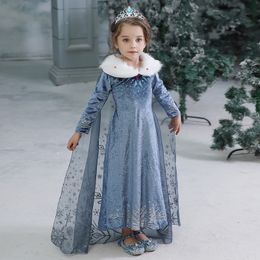 Bebés de los niños del vestido de la princesa congelados vestidos de fiesta invierno de los cabritos del traje de Cosplay de Halloween Ropa con el paquete por DHL
