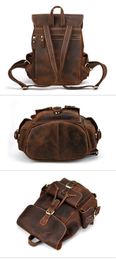 Designer-Multifunction Men Genuine Leather Backpack Mens Chic Leisure Outdoor Travel Bag Durable Cowhide College Bags Mochila DF517