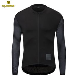 YKYWBIKE Summer Pro Team black Long Sleeve Aero Jersey race cycling jersey bicycle slim cycling clothes Italy mesh fabric sleeve