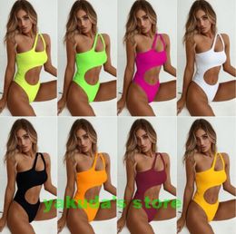 Swimsuit Womens Solid Gathering Split Swimwear Flash Irregular Bikini Sexy Splicing Bikinis Set Yakuda 978016