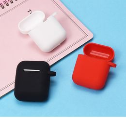 24 Colours Silicone Case for AirPods 1 Earphone Cover 360-degree Protective Headphone Shell with Hook Anti-Lost