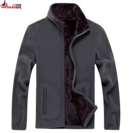 UNCO&BOROR Mens Softshell Fleece Casual Jackets Men Warm Sweatshirt Thermal Coats fleece Tactical bomber jacket size XL~8XL