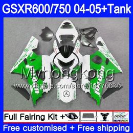 Bodys +Tank For SUZUKI GSXR 750 GSXR 600 GSXR-750 GSX-R600 2004 2005 295HM.55 GSX R750 K4 GSXR600 04 05 green white GSXR750 04 05 Fairing