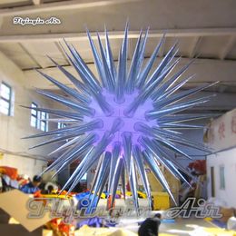 Personalised Lighting Inflatable Star Balloon 2m Silvery Hanging Air Blown Sea Urchin Model Ballon For Concert And Club Party Decoration