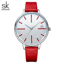 Shengke Luxury Quartz Women Watches Brand Fashion Leather Ladies Watch Clock Relogio Feminino for Girl Female Wristwatches