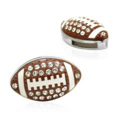 50 pçs / lote 8mm strass futebol americano / rugby esporte slide charme fit 8mm pulseira pulseira diy resultados da jóia