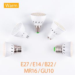 LED Bulb Light ABS SMD2835 48 60 80leds E27 E14 MR16 GU10 Lamp 110V 220V Warm White LED Lamp Spotlight Spot Light