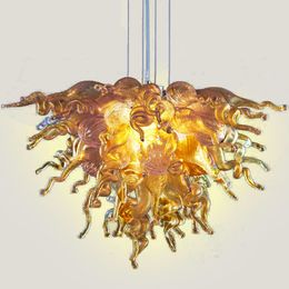 Pendant Lamps LR1096 Mouth Blown CE/UL Borosilicate Murano Chandeliers Pendant-Light Art Amber Glass Chandelier For Bedroom Home Decor