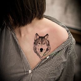 étanche Tatouage Temporaire Autocollant Loup Animal Lion Aigle Tatto éclair Tatoo Bras Main Poignet Pied Cou Faux Tattoos Pour Homme Femme