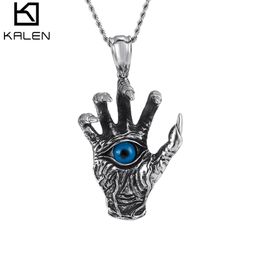 Ghost Hand Pendant Necklace For Men Stainless Steel Wholesale Devil's Eye Pendants Fashion Men Jewelry 2019