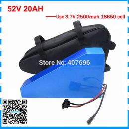Free customs duty 1500W triangle 52V 20AH battery 51.8V Electric bike lithium battery pack with 30A BMS 58.8V 5A Charger