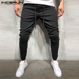 INCERUN 2018 Mens Casual Pants Joggers Slim Fit Pockets Fashion Trousers Men Solid Colour Leisure Pants Men Hombre Streetwear 3XL