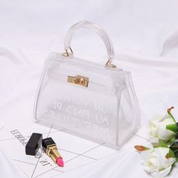 Fashion Bags Clear PVC Jelly Women Handbags Candy Colour Transparent Shoulder Messenger Bags For Lady Girls Purse Letter Large Capacity D 9281