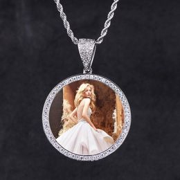 White Gold Iced Out Custom Photo Pendant Iced Out Custom Picture Pendant Engrave lettering Mother's Day Special Gift