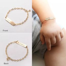 Baby Jewelry Rose Gold Child ID Custom Name Bracelets Birthday Gift Stainless Steel Chain Customized Nameplate Bracelet for Baby