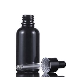 Cheap Price 10ml 15ml 20ml 30ml 50ml 100ml Black Glass Bottles Empty Oil Dropper Bottles With Black Cap On Sale