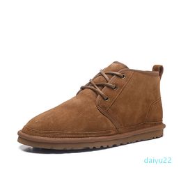 Stile caldo Scarpe invernali in lana Stivali da uomo Stivali in pelle scamosciata Neumel Stivali classici da uomo Cinturini serie Newm Casual Mini stivale caldo Castagna Taglia US35-US44