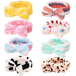 Baby Girls Coral fleece Bow Headbands Women Bathing Wash face Makeup Plush Hairbands Hair Accessories turbon 22 Colors Headdress